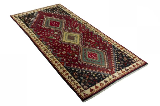 Close-up detail of 2000s Shiraz rug from Iran / Persia showing Wool weave
