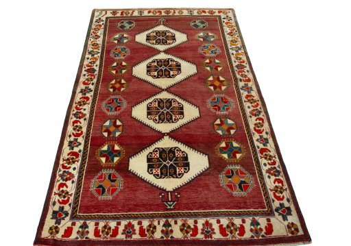 Surface texture of 2000s Shiraz rug with natural Wool and intricate pattern