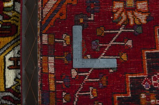 Surface texture of 2000s Shiraz rug with natural Wool and intricate pattern