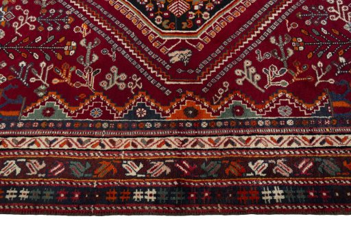 Full view of 2000s Shiraz rug from Iran / Persia, 260 × 158 cm in Red tones