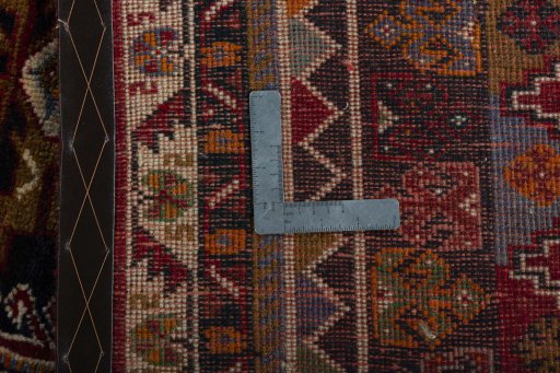 Close-up detail of 2000s Shiraz rug from Iran / Persia showing Wool weave