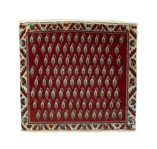 Full view of 2000s Shiraz rug from Iran / Persia, 57 × 62 cm in Red tones