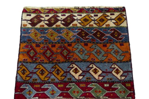 Surface texture of 2000s Shiraz rug with natural Wool and intricate pattern
