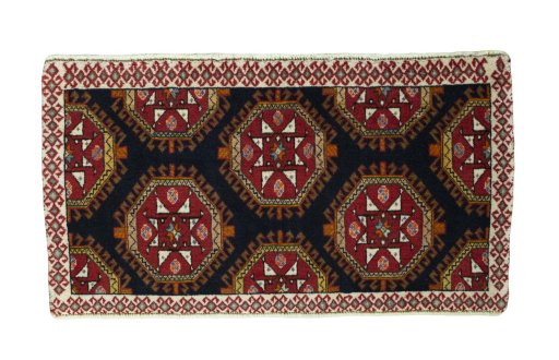 Full view of 2000s Shiraz rug from Iran / Persia, 50 × 92 cm in Blue tones