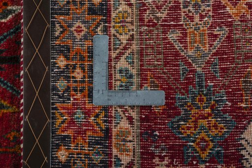 Close-up detail of 2000s Shiraz rug from Iran / Persia showing Wool weave