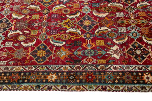 Close-up detail of 2000s Shiraz rug from Iran / Persia showing Wool weave