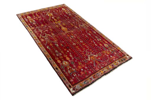 Close-up detail of 2000s Shiraz rug from Iran / Persia showing Wool weave
