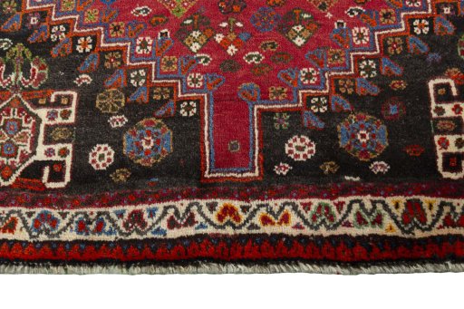 Close-up detail of 2000s Shiraz rug from Iran / Persia showing Wool weave