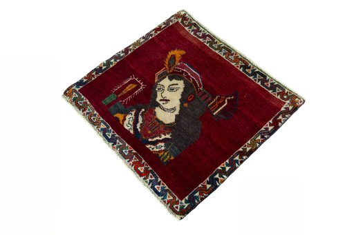 Corner detail of 2000s Shiraz rug showing border pattern and Wool pile