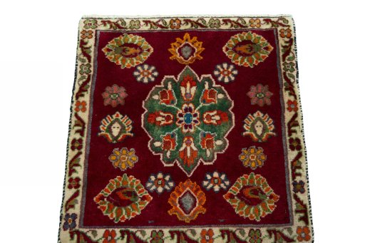 Surface texture of 2000s Shiraz rug with natural Wool and intricate pattern