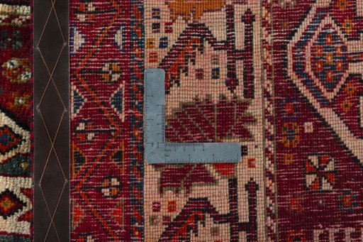Close-up detail of 2000s Shiraz rug from Iran / Persia showing Wool weave
