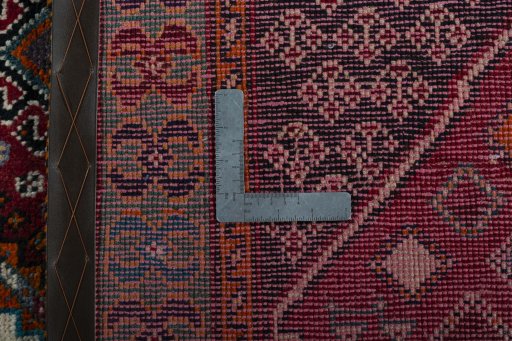 Close-up detail of 2000s Shiraz rug from Iran / Persia showing Wool weave