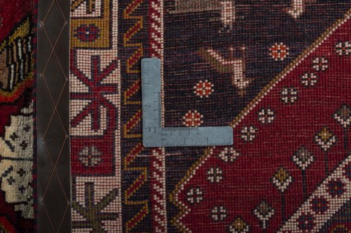 Close-up detail of 2000s Shiraz rug from Iran / Persia showing Wool weave