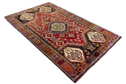 Close-up detail of New Shiraz rug from Iran / Persia showing Wool weave