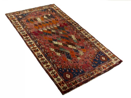 Close-up detail of 2000s Shiraz rug from Iran / Persia showing Wool weave