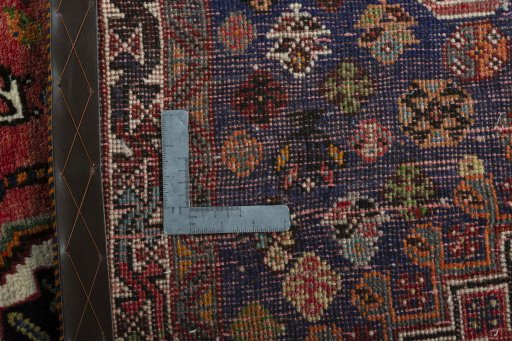 Close-up detail of 2000s Shiraz rug from Iran / Persia showing Wool weave