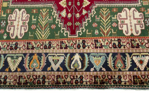 Full view of 2000s Shiraz rug from Iran / Persia, 290 × 210 cm in Red tones