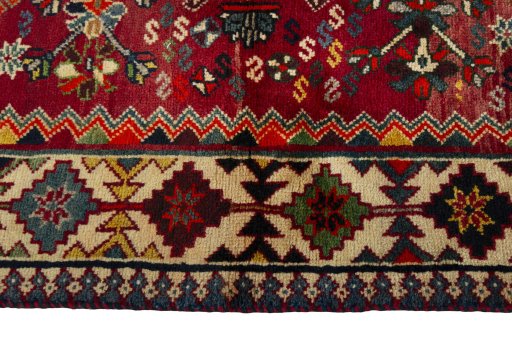 Full view of 2000s Shiraz rug from Iran / Persia, 210 × 120 cm in Red tones