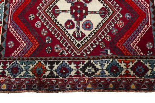 Central medallion detail of 1970s Shiraz rug from Iran / Persia