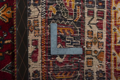 Close-up detail of 2000s Shiraz rug from Iran / Persia showing Wool weave