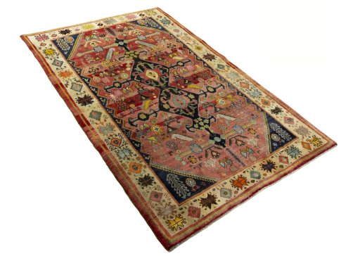 Close-up detail of 2000s Shiraz rug from Iran / Persia showing Wool weave