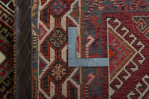 Close-up detail of 2000s Shiraz rug from Iran / Persia showing Wool weave