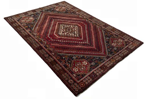Close-up detail of 2000s Shiraz rug from Iran / Persia showing Wool weave