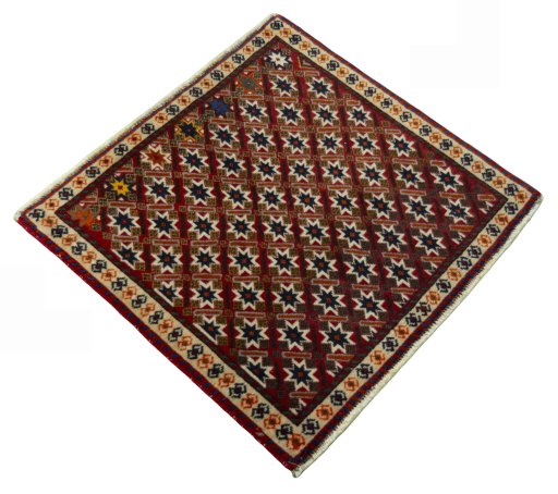 Close-up detail of 2000s Shiraz rug from Iran / Persia showing Wool weave