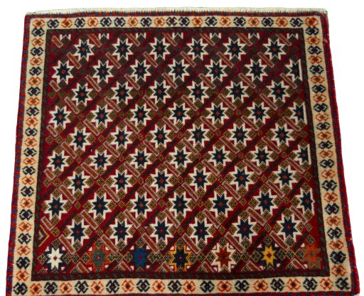 Surface texture of 2000s Shiraz rug with natural Wool and intricate pattern