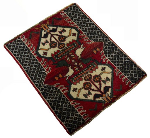 Close-up detail of 2000s Shiraz rug from Iran / Persia showing Wool weave