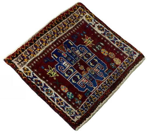 Close-up detail of 2000s Shiraz rug from Iran / Persia showing Wool weave