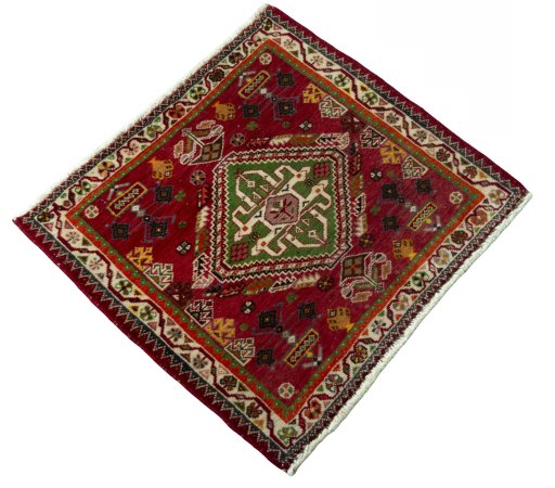 Close-up detail of 2000s Shiraz rug from Iran / Persia showing Wool weave