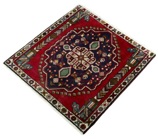 Corner detail of 2000s Shiraz rug showing border pattern and Wool pile
