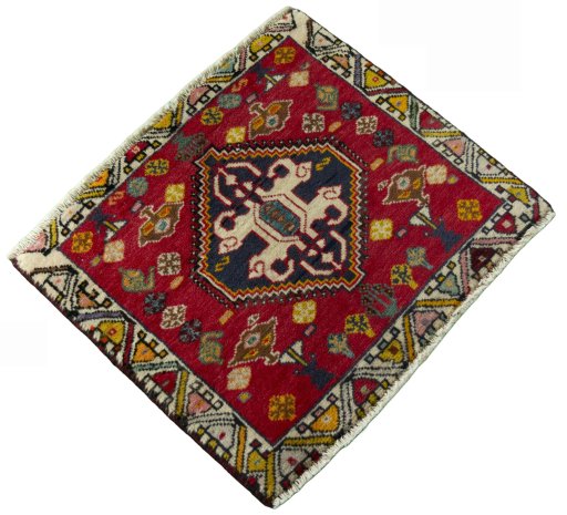 Close-up detail of 2000s Shiraz rug from Iran / Persia showing Wool weave