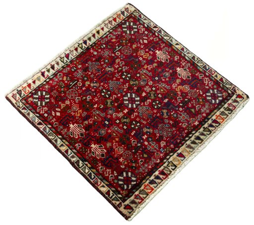 Close-up detail of 2000s Shiraz rug from Iran / Persia showing Wool weave