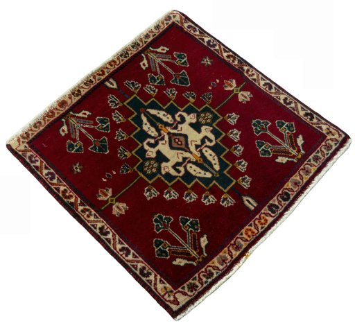 Close-up detail of 2000s Shiraz rug from Iran / Persia showing Wool weave
