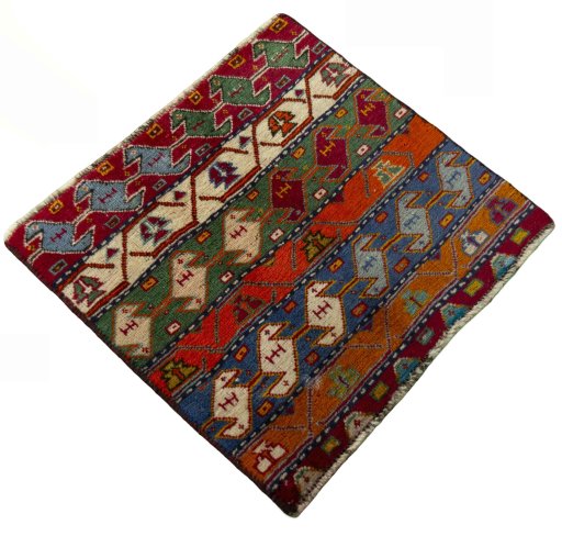 Close-up detail of 2000s Shiraz rug from Iran / Persia showing Wool weave