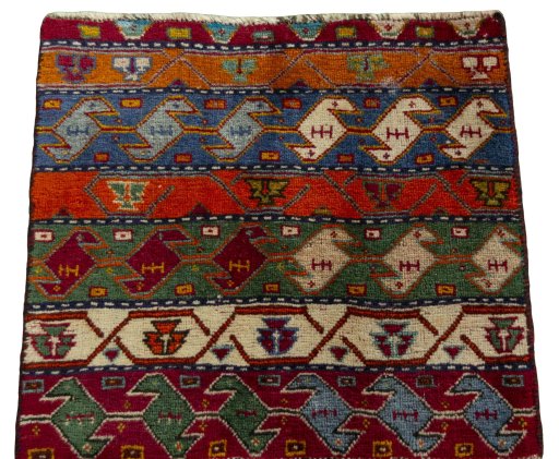 Surface texture of 2000s Shiraz rug with natural Wool and intricate pattern