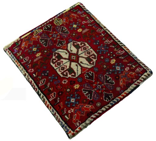 Close-up detail of 2000s Shiraz rug from Iran / Persia showing Wool weave