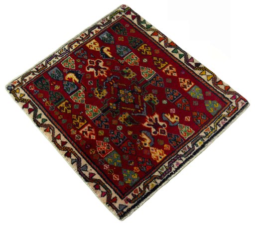 Close-up detail of 2000s Shiraz rug from Iran / Persia showing Wool weave