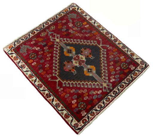 Close-up detail of 2000s Shiraz rug from Iran / Persia showing Wool weave