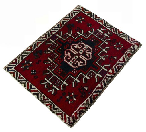 Close-up detail of 2000s Shiraz rug from Iran / Persia showing Wool weave