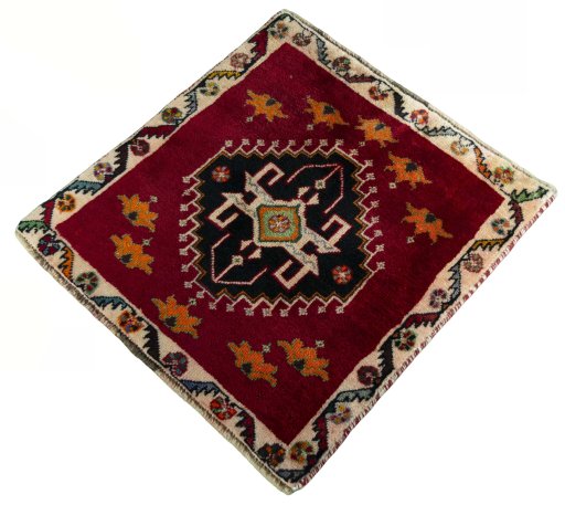 Corner detail of 2000s Shiraz rug showing border pattern and Wool pile