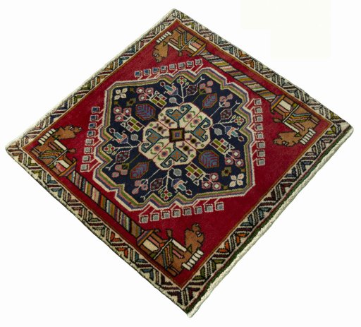 Close-up detail of 2000s Shiraz rug from Iran / Persia showing Wool weave