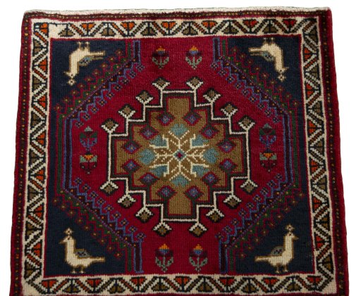 Surface texture of 2000s Shiraz rug with natural Wool and intricate pattern