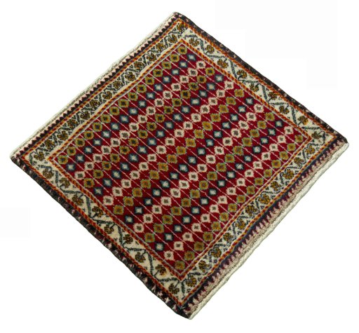 Close-up detail of 2000s Shiraz rug from Iran / Persia showing Wool weave