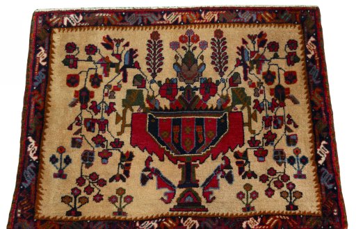 Surface texture of 2000s Shiraz rug with natural Wool and intricate pattern