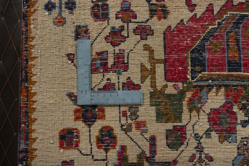 Backside of handmade 2000s Shiraz rug showing knot structure and weave density