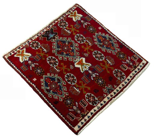 Close-up detail of 2000s Shiraz rug from Iran / Persia showing Wool weave