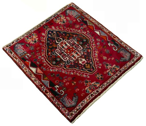 Close-up detail of 2000s Shiraz rug from Iran / Persia showing Wool weave